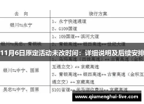 11月6日原定活动未改时间：详细说明及后续安排