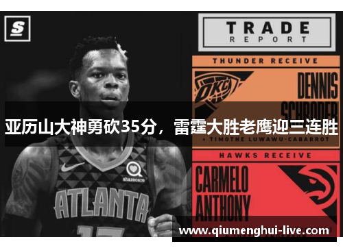 亚历山大神勇砍35分，雷霆大胜老鹰迎三连胜